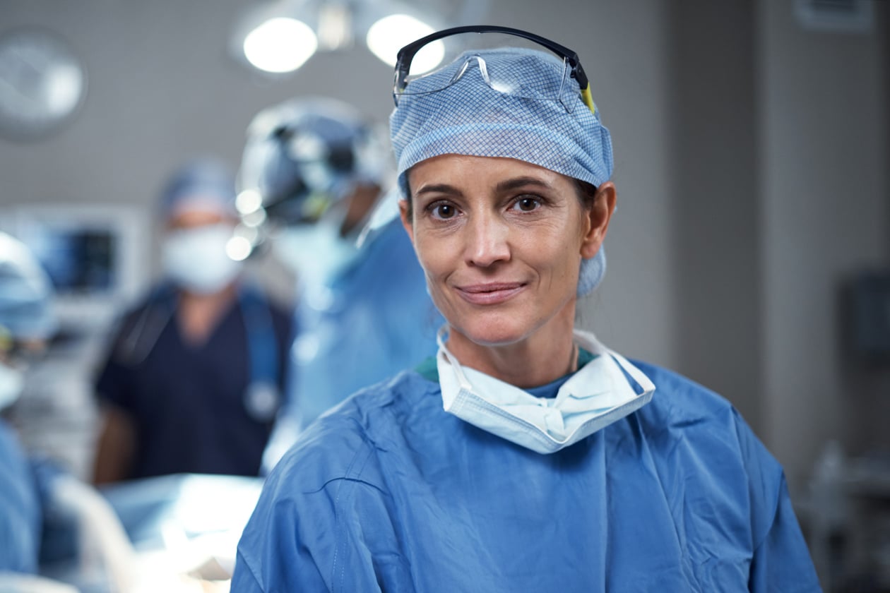 Portrait of a nurse looking happy in an operating room